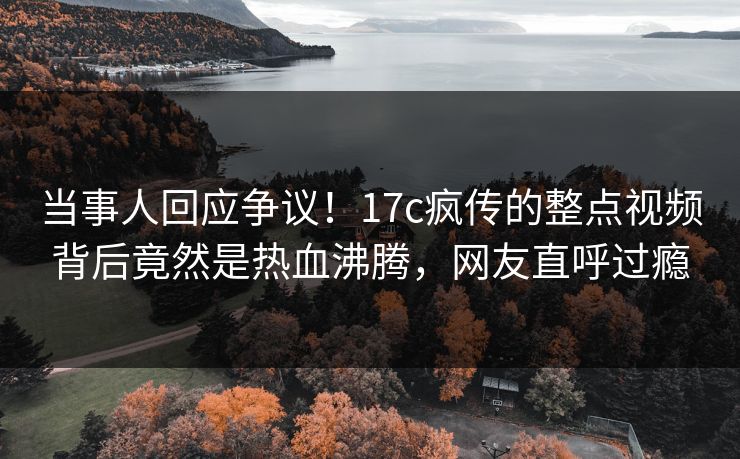 当事人回应争议！17c疯传的整点视频背后竟然是热血沸腾，网友直呼过瘾