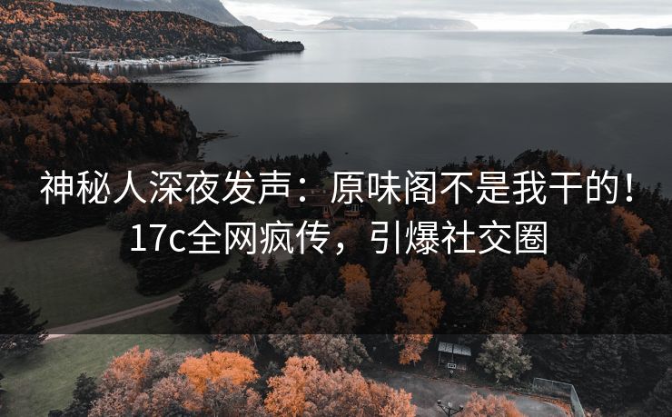神秘人深夜发声：原味阁不是我干的！17c全网疯传，引爆社交圈