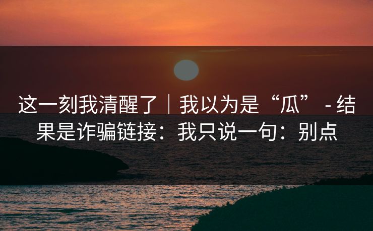 这一刻我清醒了｜我以为是“瓜” - 结果是诈骗链接：我只说一句：别点